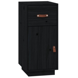 Sideboard Black 34x40x75 cm Solid Wood Pine - thumbnail 2