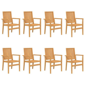 Stackable Garden Chairs 8 pcs 56.5x57.5x91 cm Solid Wood Teak - thumbnail 3