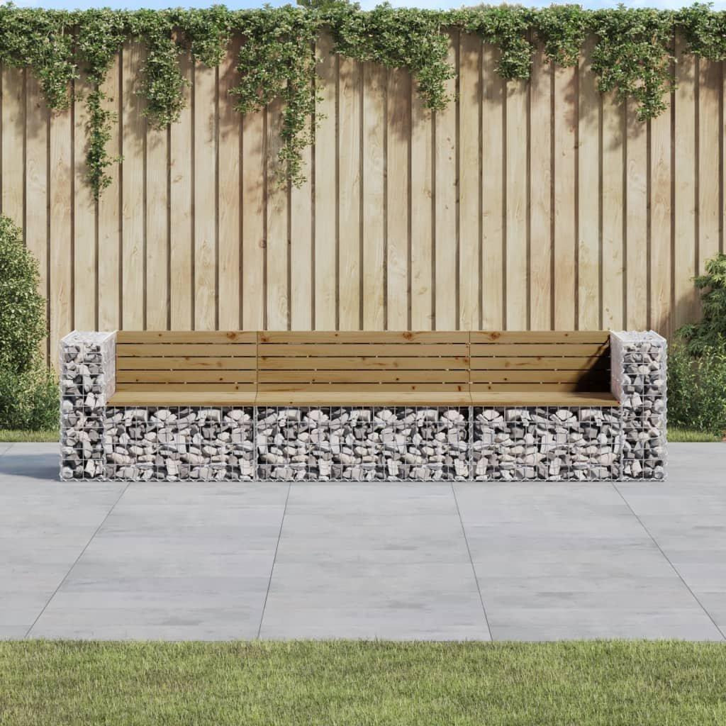 Garden Bench Gabion Design 287x71x65.5 cm Impregnated Wood Pine - image 1
