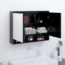 Bathroom Mirror Cabinet 80x15x60 cm MDF Anthracite - thumbnail 1