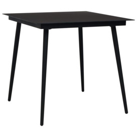 Garden Dining Table Black 80x80x74 cm Steel and Glass - thumbnail 1