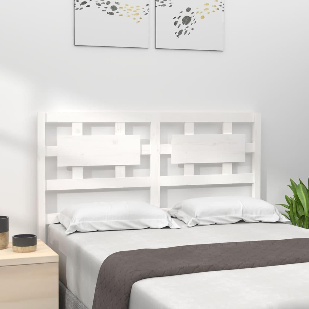 Bed Headboard White 155.5x4x100 cm Solid Wood Pine - image 1