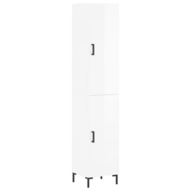 Highboard High Gloss White 34.5x34x180 cm Engineered Wood - thumbnail 2