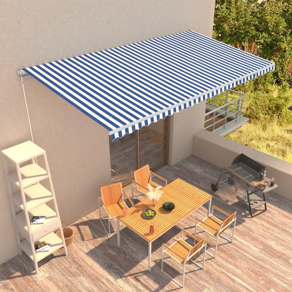 Manual Retractable Awning 600x300 cm Blue and White - image 1