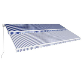 Manual Retractable Awning 600x300 cm Blue and White - thumbnail 3