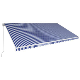 Manual Retractable Awning 600x300 cm Blue and White - thumbnail 2