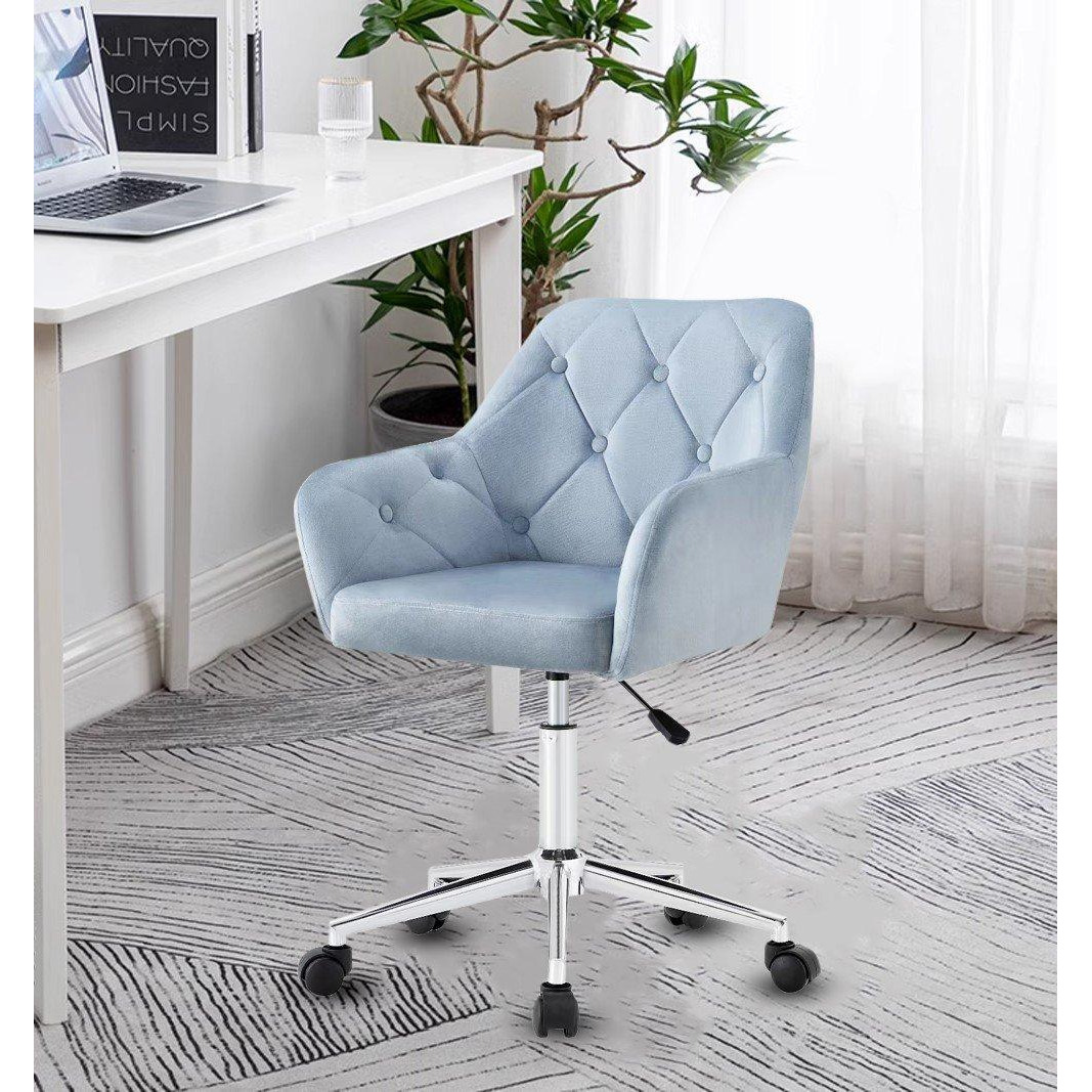 Light Grey Velvet Executive Ergonomic Swivel Chair With Armrests & Back Support - image 1