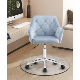Light Grey Velvet Executive Ergonomic Swivel Chair With Armrests & Back Support - thumbnail 2