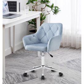 Light Grey Velvet Executive Ergonomic Swivel Chair With Armrests & Back Support