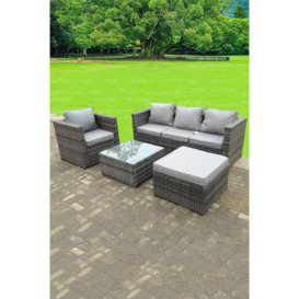 Lounge Rattan Sofa Set With Tables Stool Outdoor Furniture 5 Seater