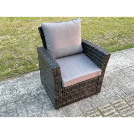 High Back Rattan Arm Chair Patio Outdoor Garden Furniture with Cushion - thumbnail 3