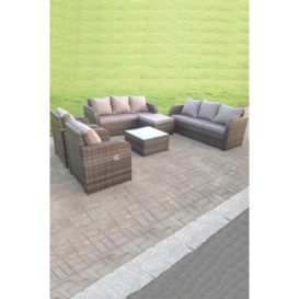 Wicker Garden Furniture Set Lounge Sofa Reclining Chair Outdoor Big Footstools  9 Seater - thumbnail 2