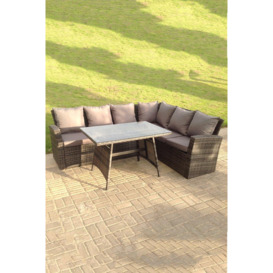 High Back Outdoor Rattan Corner Sofa Dining Set Table 6 Seater