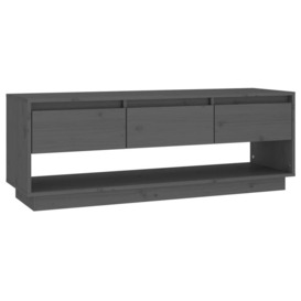 TV Cabinet Grey 110.5x34x40 cm Solid Wood Pine - thumbnail 2