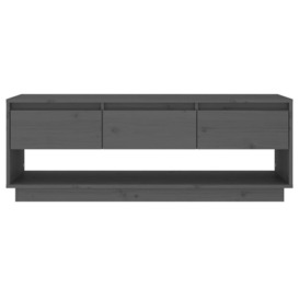 TV Cabinet Grey 110.5x34x40 cm Solid Wood Pine - thumbnail 3