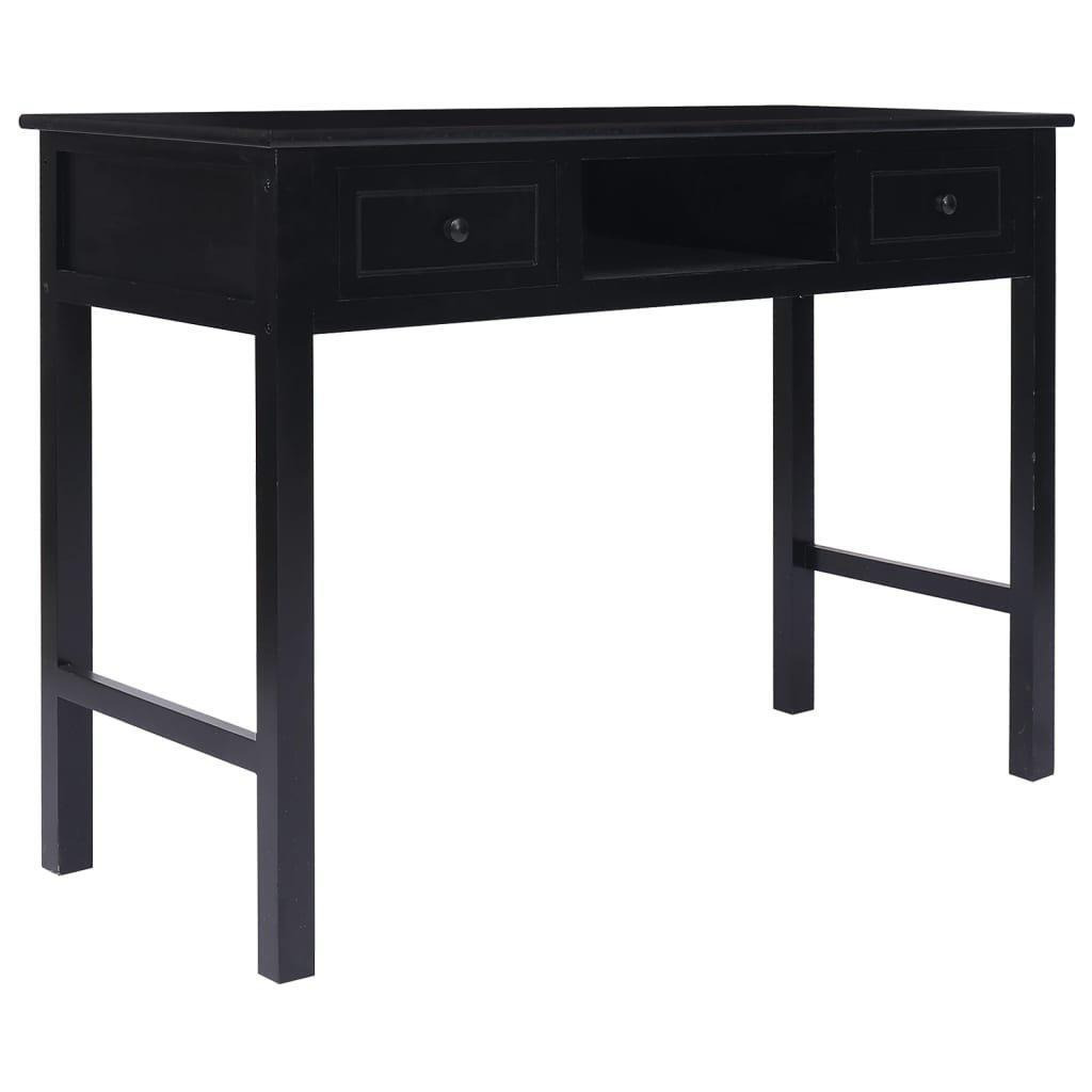 Writing Desk Black 108x45x76 cm Solid Wood Paulownia - image 1
