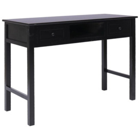 Writing Desk Black 108x45x76 cm Solid Wood Paulownia - thumbnail 2