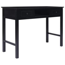 Writing Desk Black 108x45x76 cm Solid Wood Paulownia - thumbnail 1