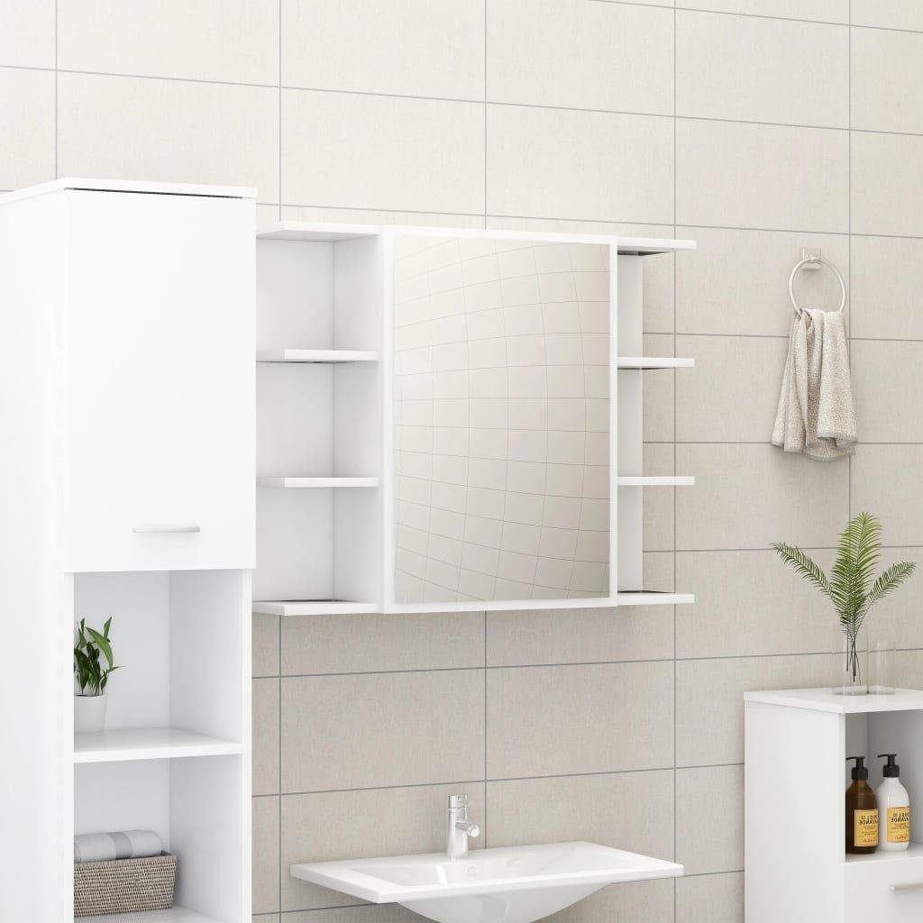 Bathroom Mirror Cabinet White 80x20.5x64 cm Engineered Wood - image 1