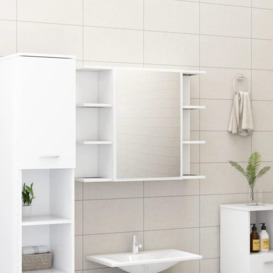 Bathroom Mirror Cabinet White 80x20.5x64 cm Engineered Wood - thumbnail 1
