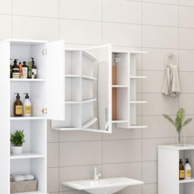 Bathroom Mirror Cabinet White 80x20.5x64 cm Engineered Wood - thumbnail 3
