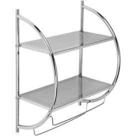 Chrome Plated Wall Mounted Curved Shelving Unit & Towel Rack