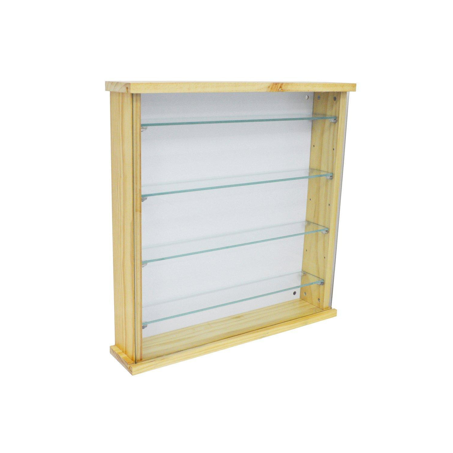 'Exhibit'  Solid Wood 4 Shelf Glass Wall Display Cabinet  Natural Pine - image 1