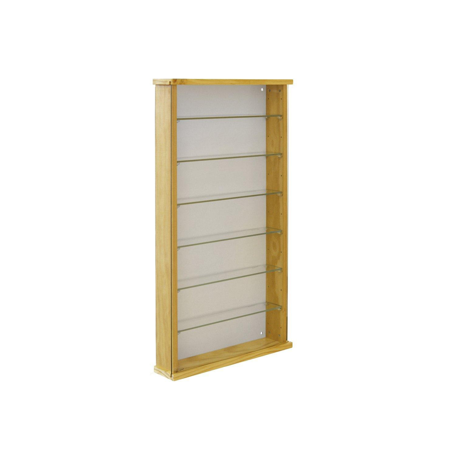 'Exhibit'  Solid Wood 6 Shelf Glass Wall Display Cabinet  Pine - image 1