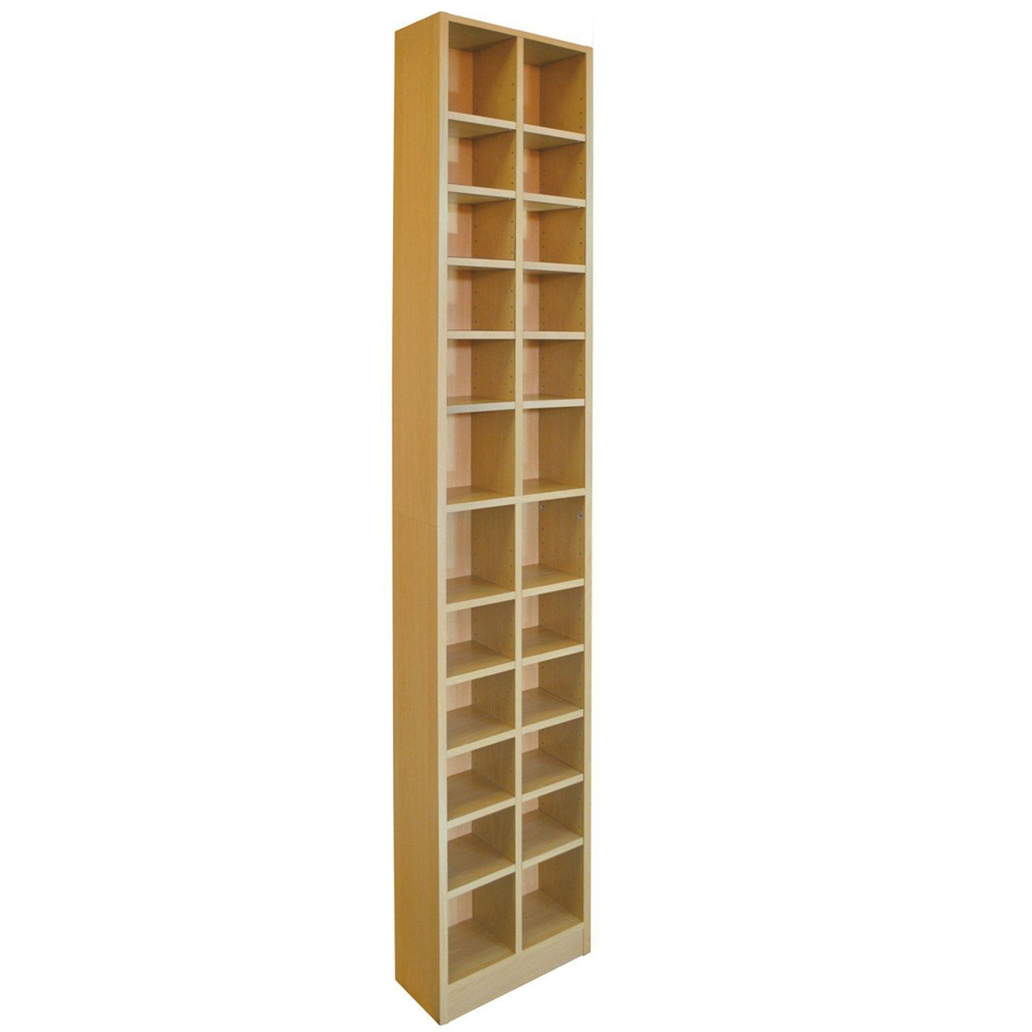 'Block' Tall Sleek 360 Cd / 160 Dvd Media Storage Tower Shelves - Beech - image 1