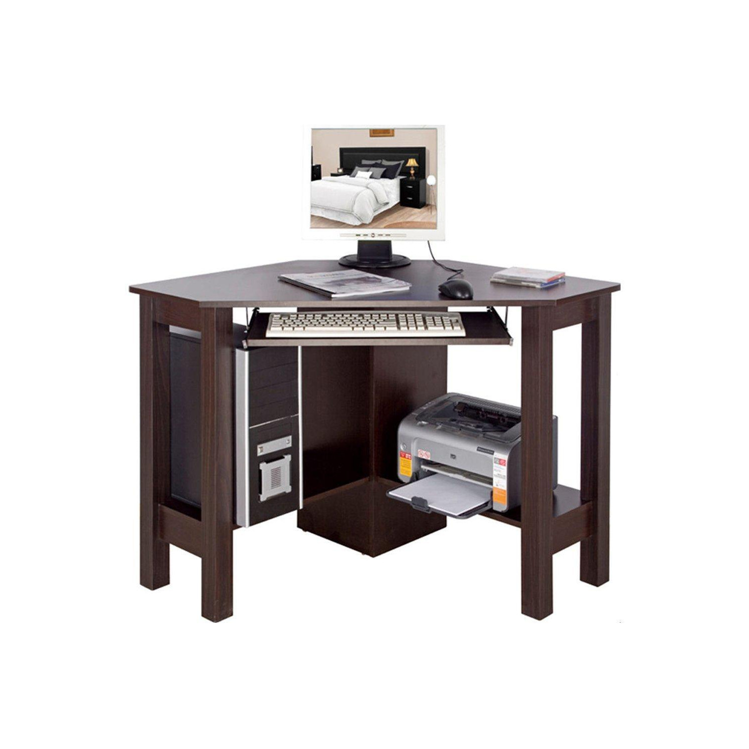 'Horner' - Corner Office Desk  Computer Workstation - Walnut - image 1