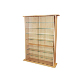 'Boston'  Glass Collectable Display Cabinet  600 Cd  255 Dvd Storage Shelves  Beech - thumbnail 2