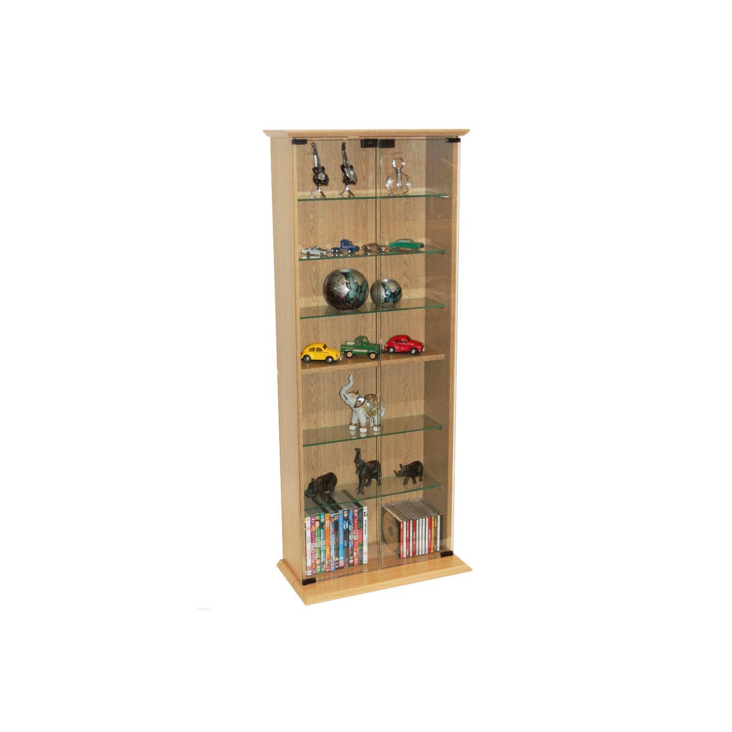 'Boston'  116 Dvd/ 316 Cd Book Storage Shelves Glass  Collectable Display Cabinet  Beech - image 1