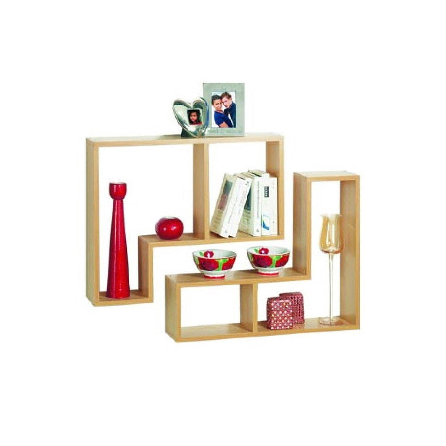 'Twin' - Wall Display  Storage Floating Shelves - Set Of Two - Beech - image 1