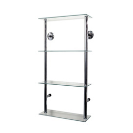 'Maxwell' - Wall Mounted 4 Tier Glass 90 Cd / 60 Dvd Storage Shelves - Clear / Silver - thumbnail 2