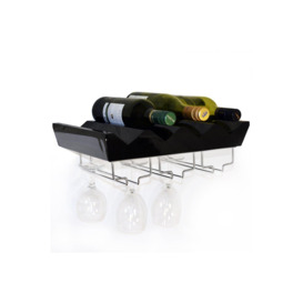 'Monterey'  4 Bottle Wall Mounted Floating Wine Storage Shelf  Black