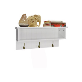 'New England'  Wall Mounted Hall Rack With Storage And 3 Coat Hooks  White