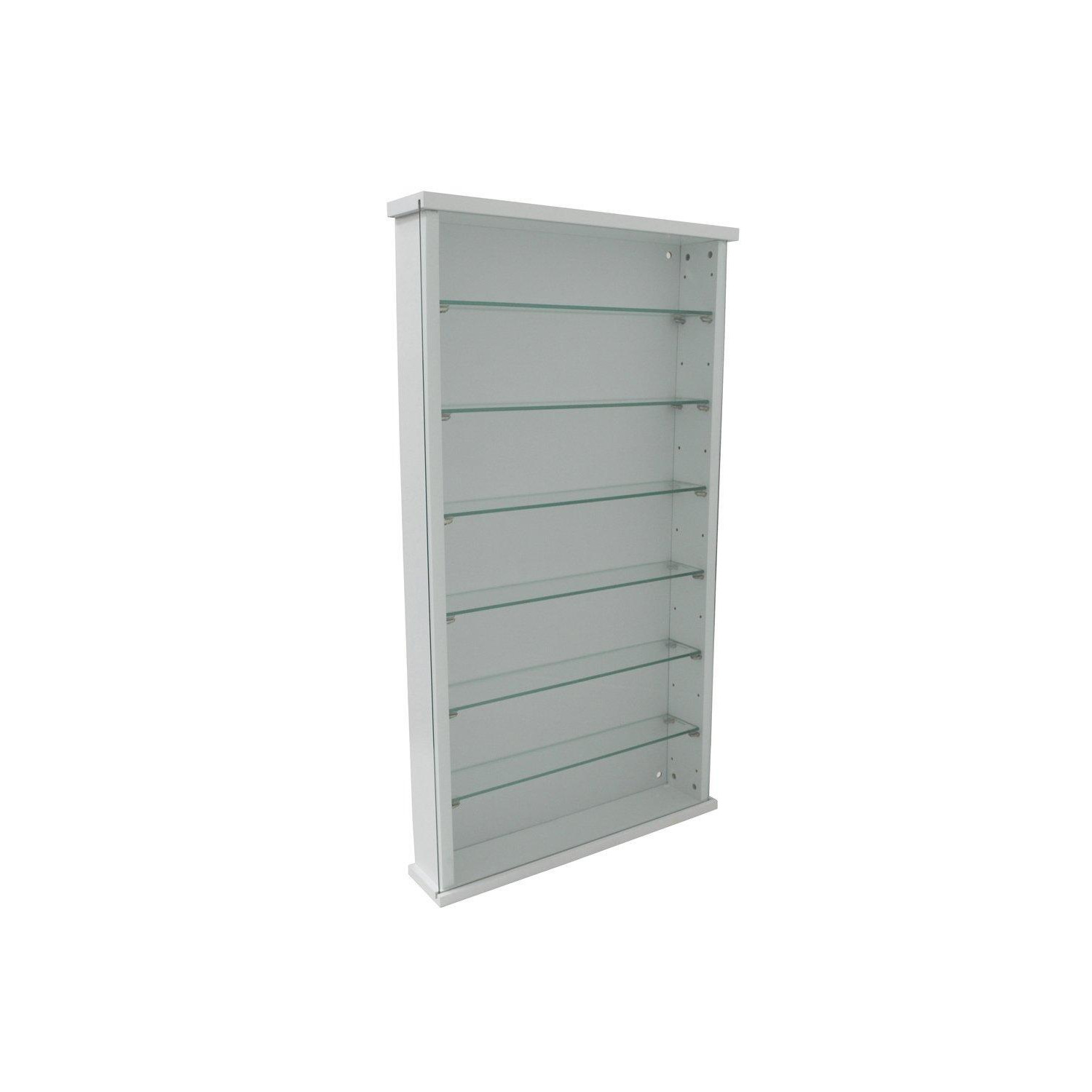 'Exhibit'  Solid Wood 6 Shelf Glass Wall Display Cabinet  White - image 1