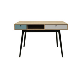 'Industrial' - 2 Drawer Office Computer Desk  Dressing Table - Oak  Black - thumbnail 3