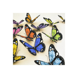 'Butterfly' - Square Storage Ottoman Stool  Blanket Box Cube - Cream  Multi - thumbnail 3