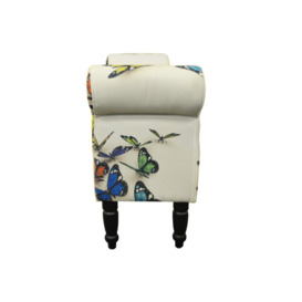 'Butterfly' - Storage Ottoman Chaise Pouffe Stool  Wood Legs - Cream  Multi - thumbnail 3