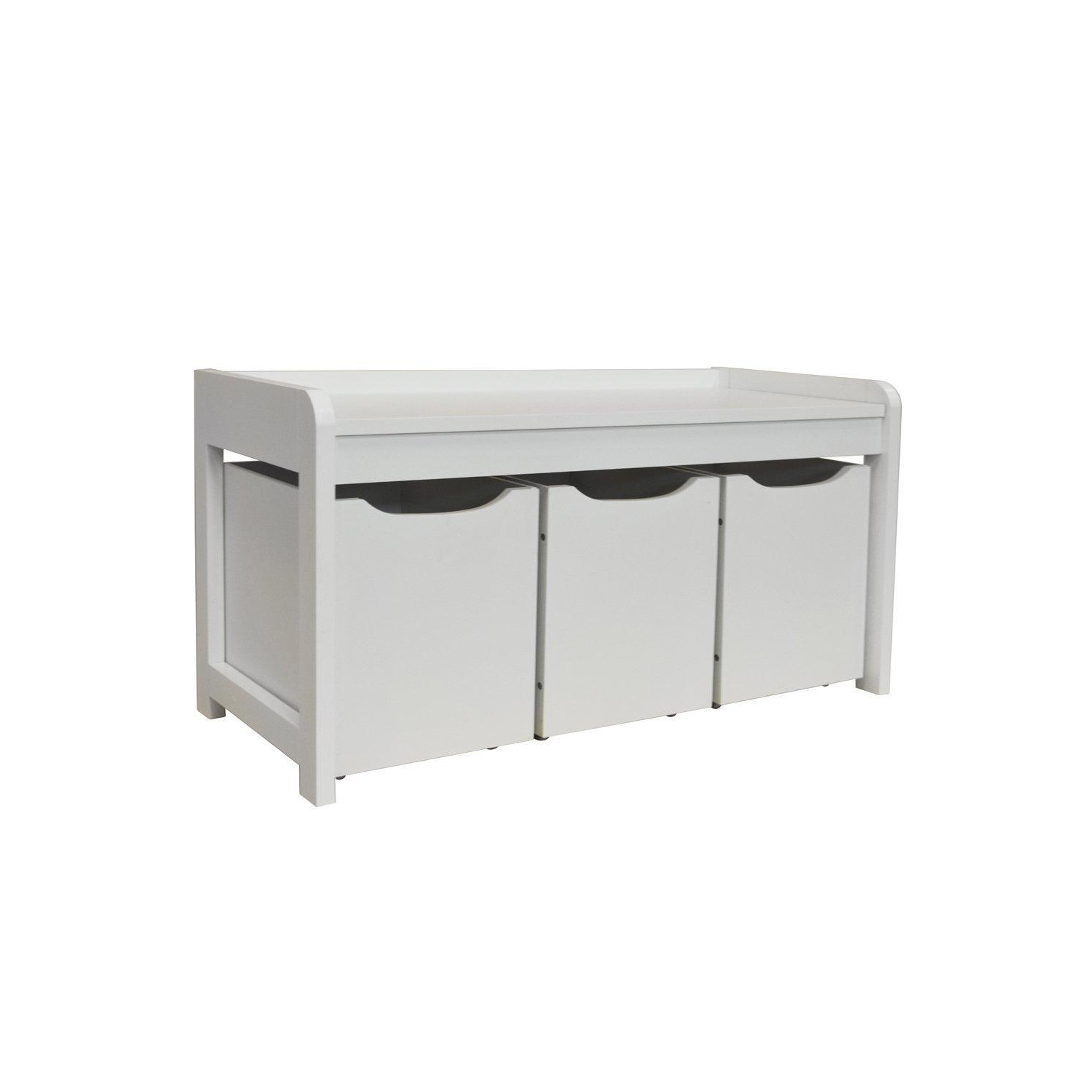 'Newton' - Hallway  Shoe  Toy  Bedroom Storage Bench With 3 Drawers - White - image 1