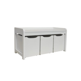 'Newton' - Hallway  Shoe  Toy  Bedroom Storage Bench With 3 Drawers - White - thumbnail 1