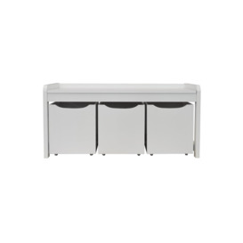 'Newton' - Hallway  Shoe  Toy  Bedroom Storage Bench With 3 Drawers - White - thumbnail 2