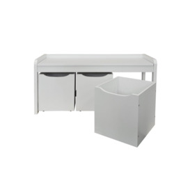'Newton' - Hallway  Shoe  Toy  Bedroom Storage Bench With 3 Drawers - White - thumbnail 3