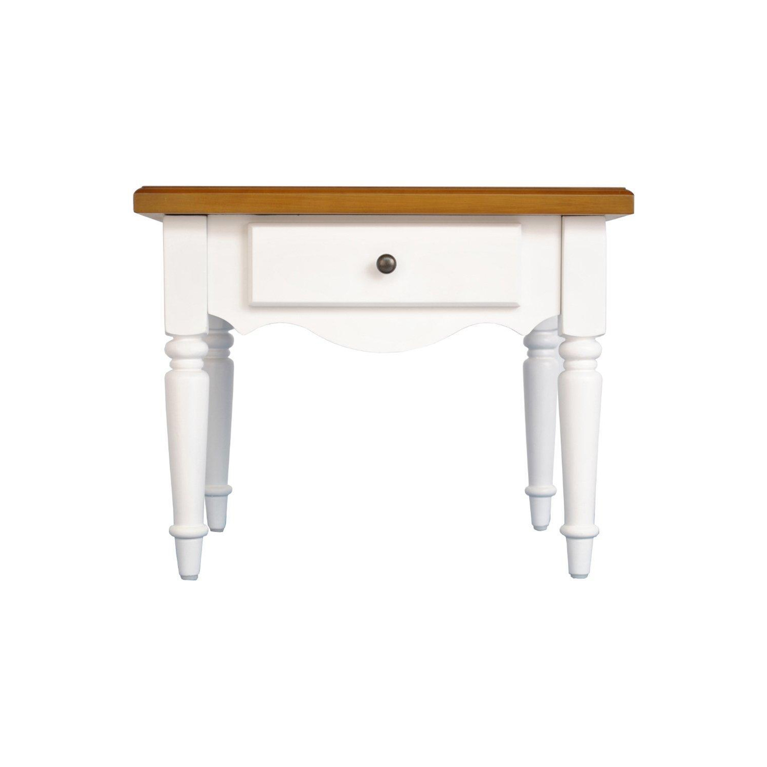 'Country' - Solid Wood Side / End / Bedside Table With Drawer - White / Pine - image 1
