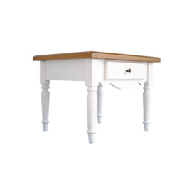 'Country' - Solid Wood Side / End / Bedside Table With Drawer - White / Pine - thumbnail 3