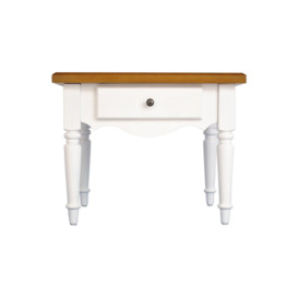 'Country' - Solid Wood Side / End / Bedside Table With Drawer - White / Pine