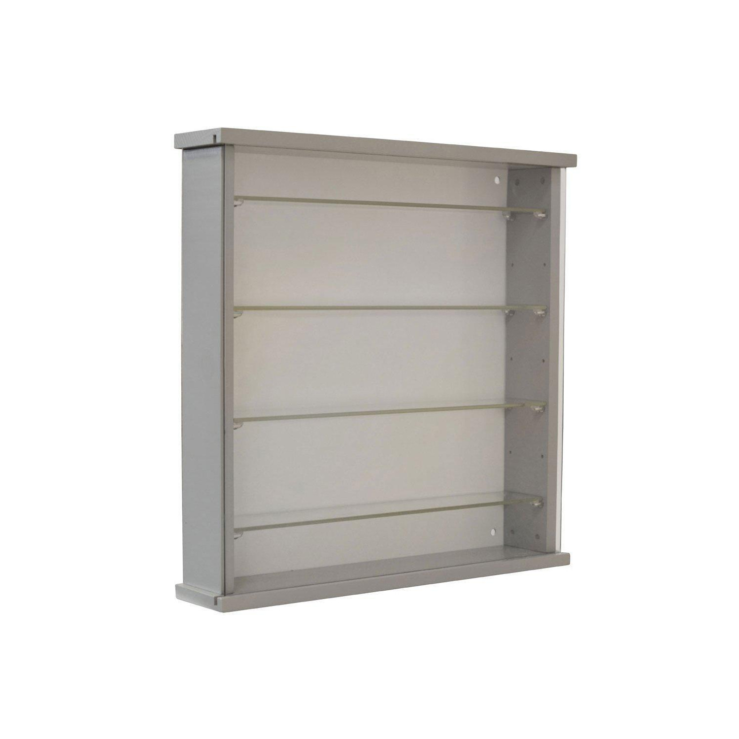 Wood Wall Display Cabinet With 4 Adjustable Glass Shelves  Grey - image 1