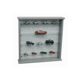 Wood Wall Display Cabinet With 4 Adjustable Glass Shelves  Grey - thumbnail 2