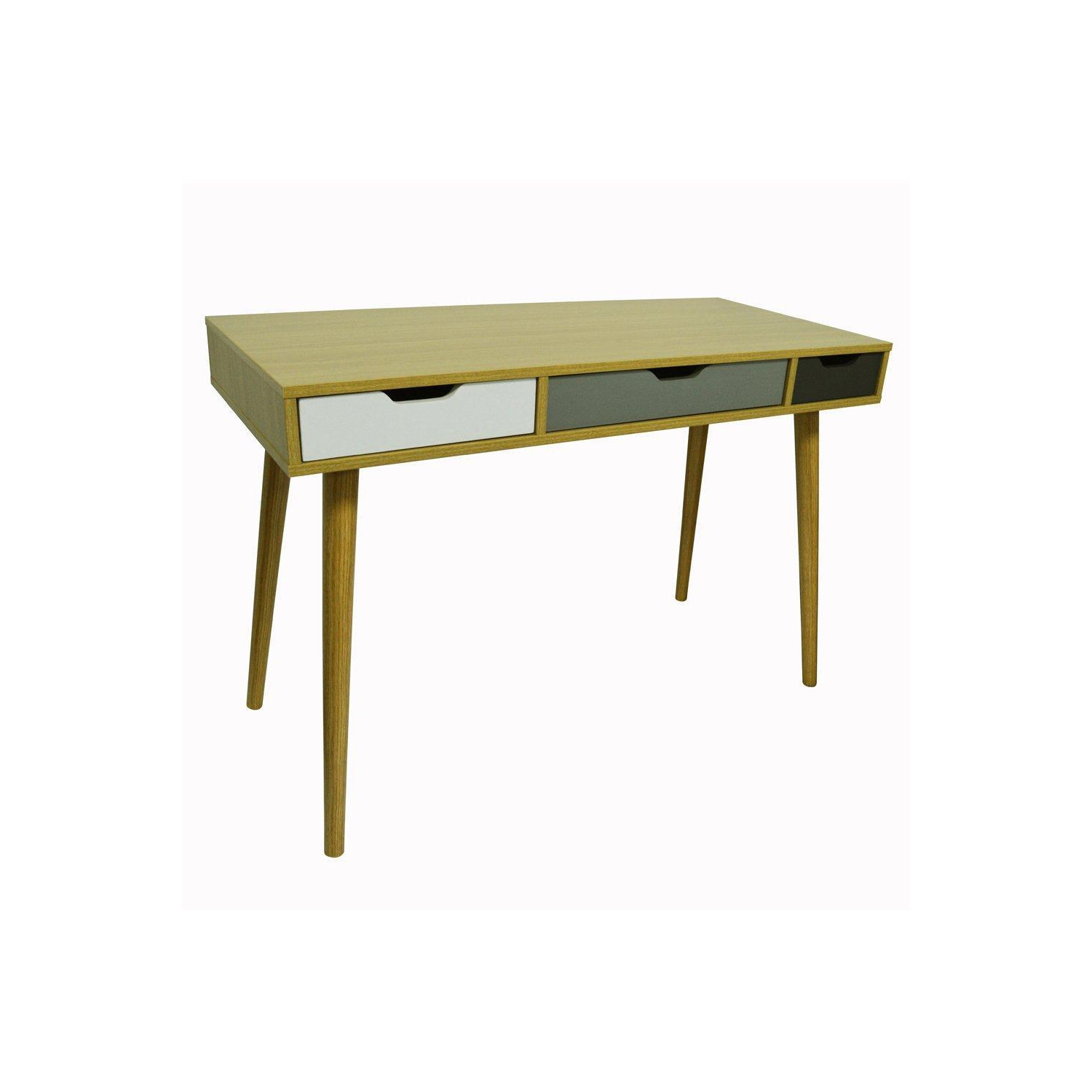 'Industrial' - 2 Drawer Office Computer Desk  Dressing Table - Beech  Multicoloured - image 1